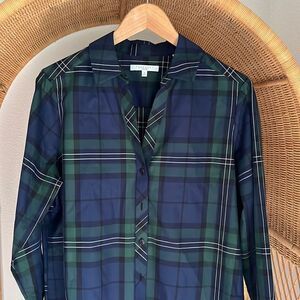 Foxcrest Long Sleeve Charmeuse Blouse Plaid Dress Shirt Size 12
